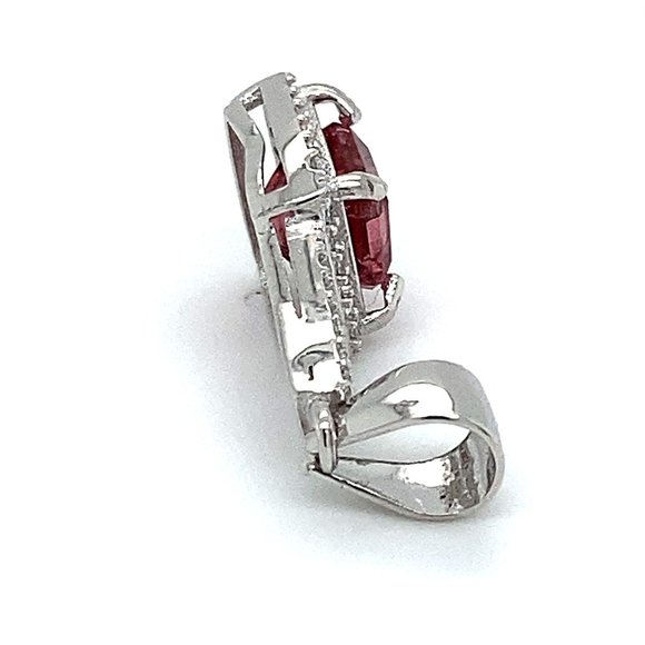 Rubellite 1.60ct White Gold Finish Silver Pendant - Picture 4 of 7